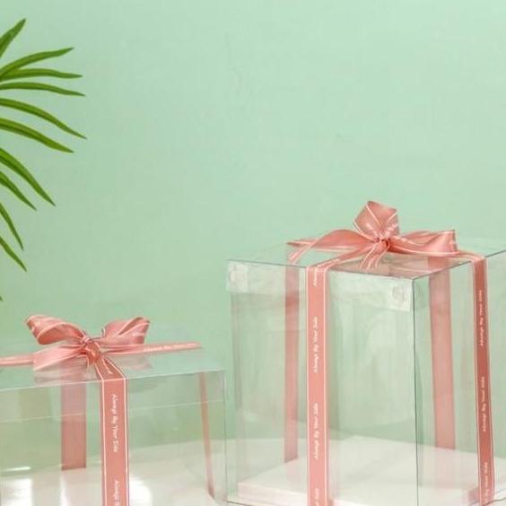 Kotak Kue Mika Transparan Bentuk Persegi - Cake Box Bening GB066