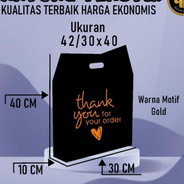 Kantong Plastik Pe Hitam Uk 42/30X40 Motif Thank You Lipatan Samping | Kantong Plastik Sepatu Anak |