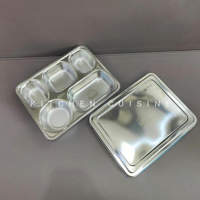Tray Makan 5 Sekat Stainless Steel 304 / Kotak Makan / Wadah Makanan / Food tray Stainless Steel 304