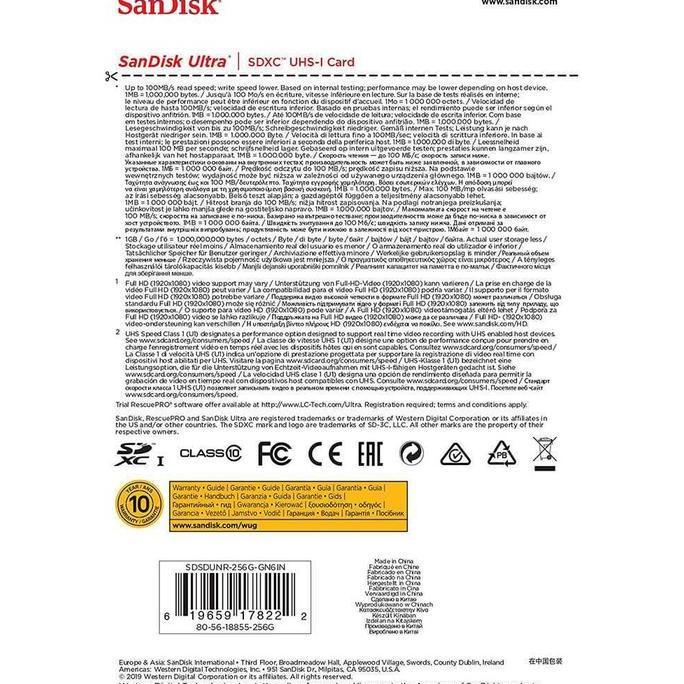 Sandisk SD Ultra - Memory Card Kamera 128GB 100MBS - Canon Nikon Sony