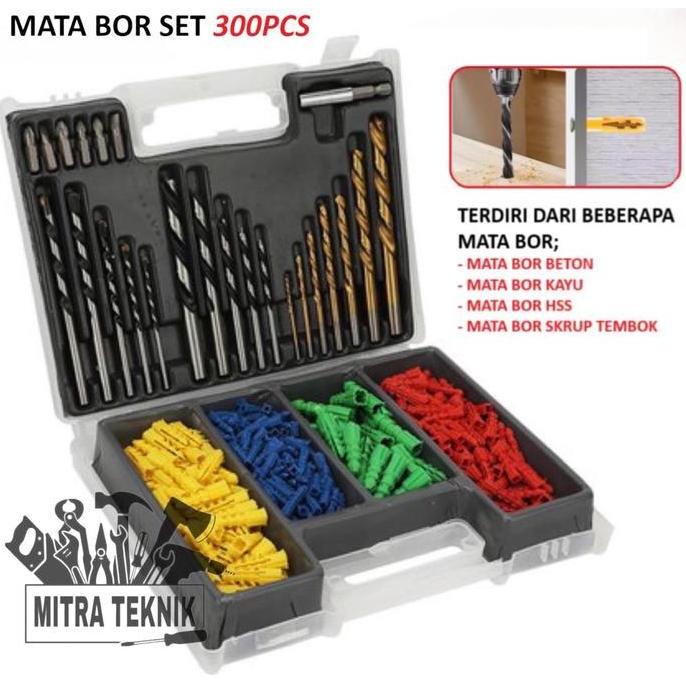 TERLARIS MATA BOR 300 PCS SET MATA BOR BESI BAJA ASLI- MATA BOR BESI KAYU BETON - MATA BOR