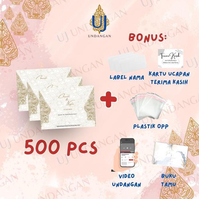 50 pcs [UJ UNDANGAN] HC Horizontal Lipat Dua Undangan Pernikahan BC Gramatur 160| Surat Unik Murah |