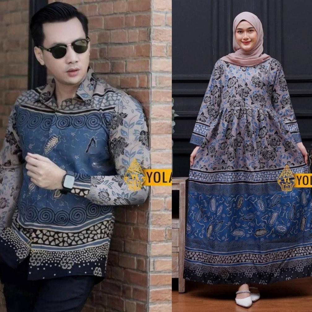 Termurah Harga Sepasang Gamis Batik Couple Jumbo Batik Couple Pasangan Suami Istri Sarimbit Modern 0