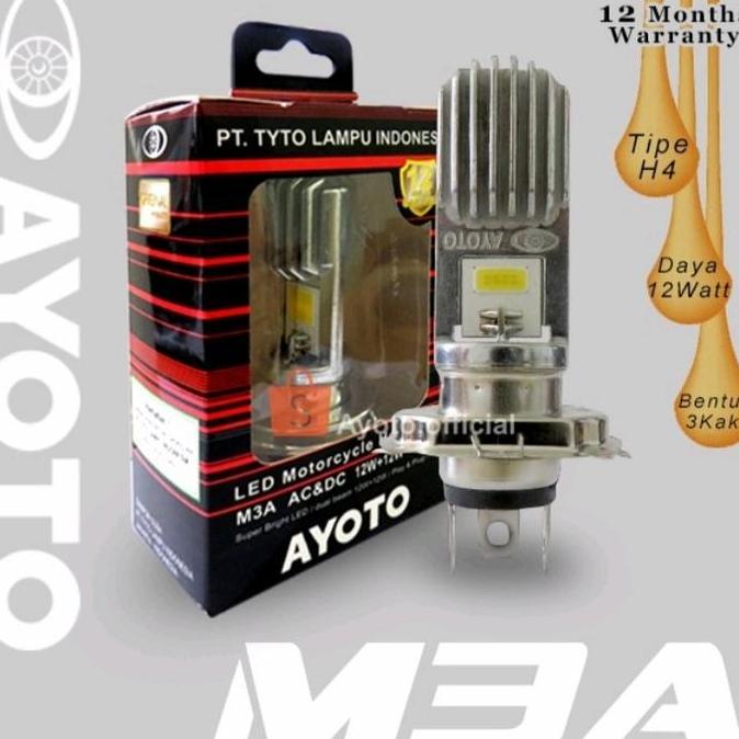 Lampu motor depan headlamp LED H4 AYOTO AC DC M3A ORIGINAL AYOTO ORI