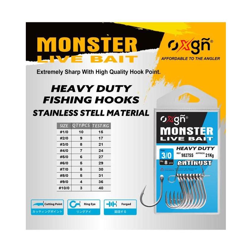 MATA KAIL PANCING OXGN MONSTER LIVE BAIT FISHING HOOK STAINLESS STEEL