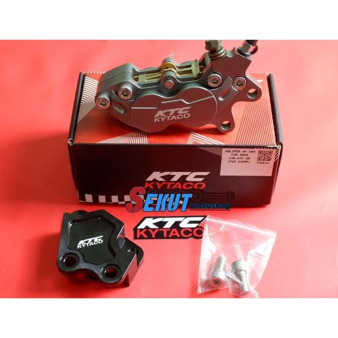 KALIPER 4 PISTON KTC CRM GREY NMAX AEROX LEXI LENGKAP BRACKET ORI KTC