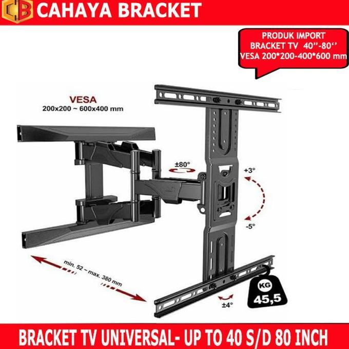 TERLARIS!! BRACKET TV/BRACKET TV 55 INCH 55 50 43 32 INCH