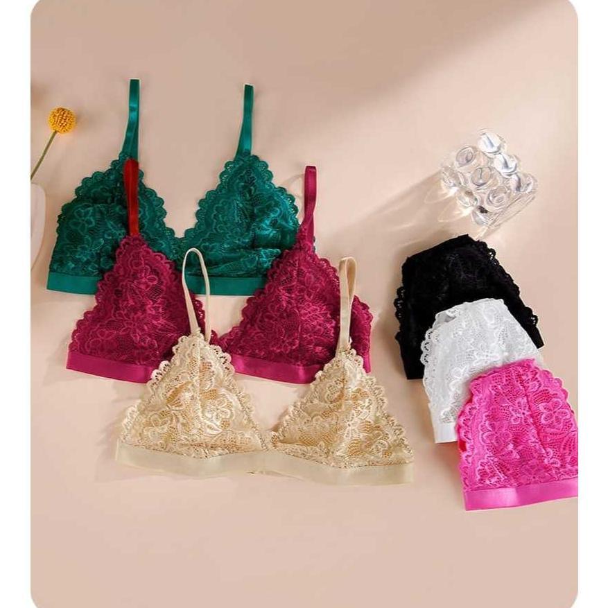 TERBARU BEVERLY JEAN - ODETTE SET Setelan Bra Tanpa Kawat + CD Gstring Lace Bralette Sexy Renda Paka