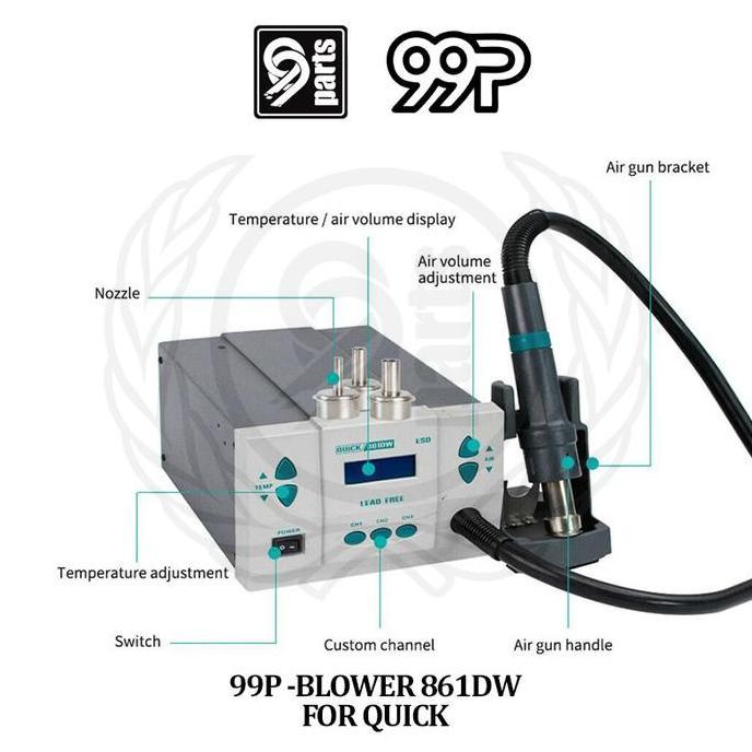 Forward- Blower Quick 861Dw Original / Hot Gun Quick 861Dw / Hot Air Blower Quick 861Dw / Solder Uap
