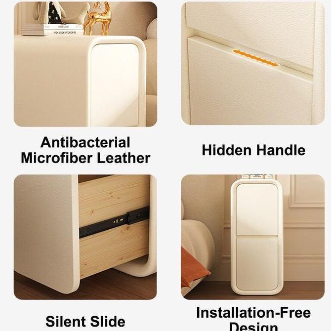 TERLARIS DF-1-MEJA NAKAS 30CM MEJA NAKAS KULIT ASLI MINIMALIS BEDSIDE TABLES KECIL MODERN MEJA SUDUT