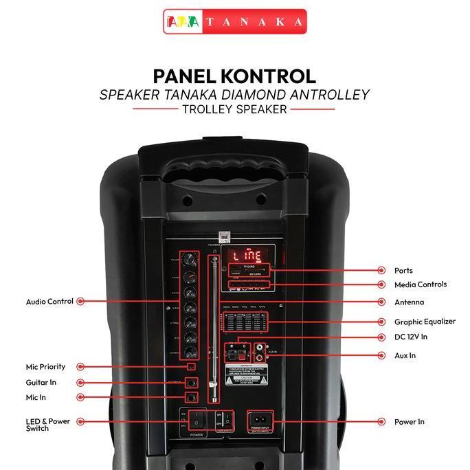 Promo Tanaka Diamond Antrolley Speaker 8/12/15/18 Inch Portable Bluetooth Indoor Outdoor Karaoke Wir