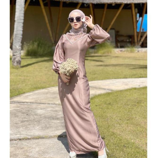 NIKMATI PRODUK INI CALENDULA Dress Satin Kondangan Gaun Bridesmaid Lamaran Tunangan Wisuda Seragam K