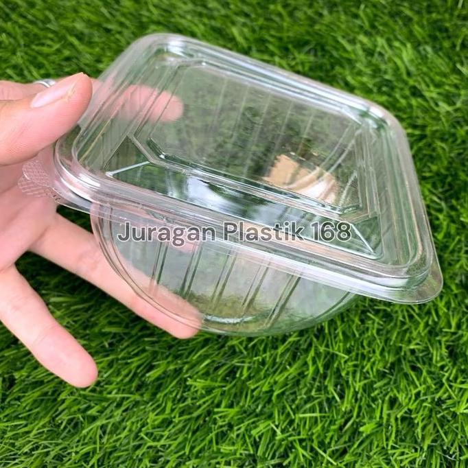 Lansungkirim- Mika Salad Plastik Ts-01 - Tray Mangkok Kotak Buah Bening 500Ml