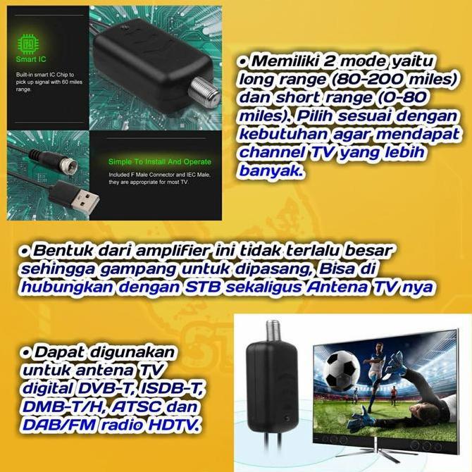 Lansungkirim- Alat Penguat Sinyal Boster Antena Tv Digital Analog Amplifier Booster Dvb-T2 Original