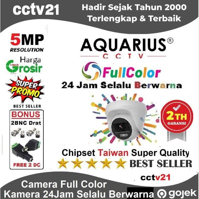 TERLARIS CCTV CAMERA COLORVU REAL 5MP AQUARIUS 24 JAM SELALU FULL COLOR CCTV21 BONUS 2BNC+2DC