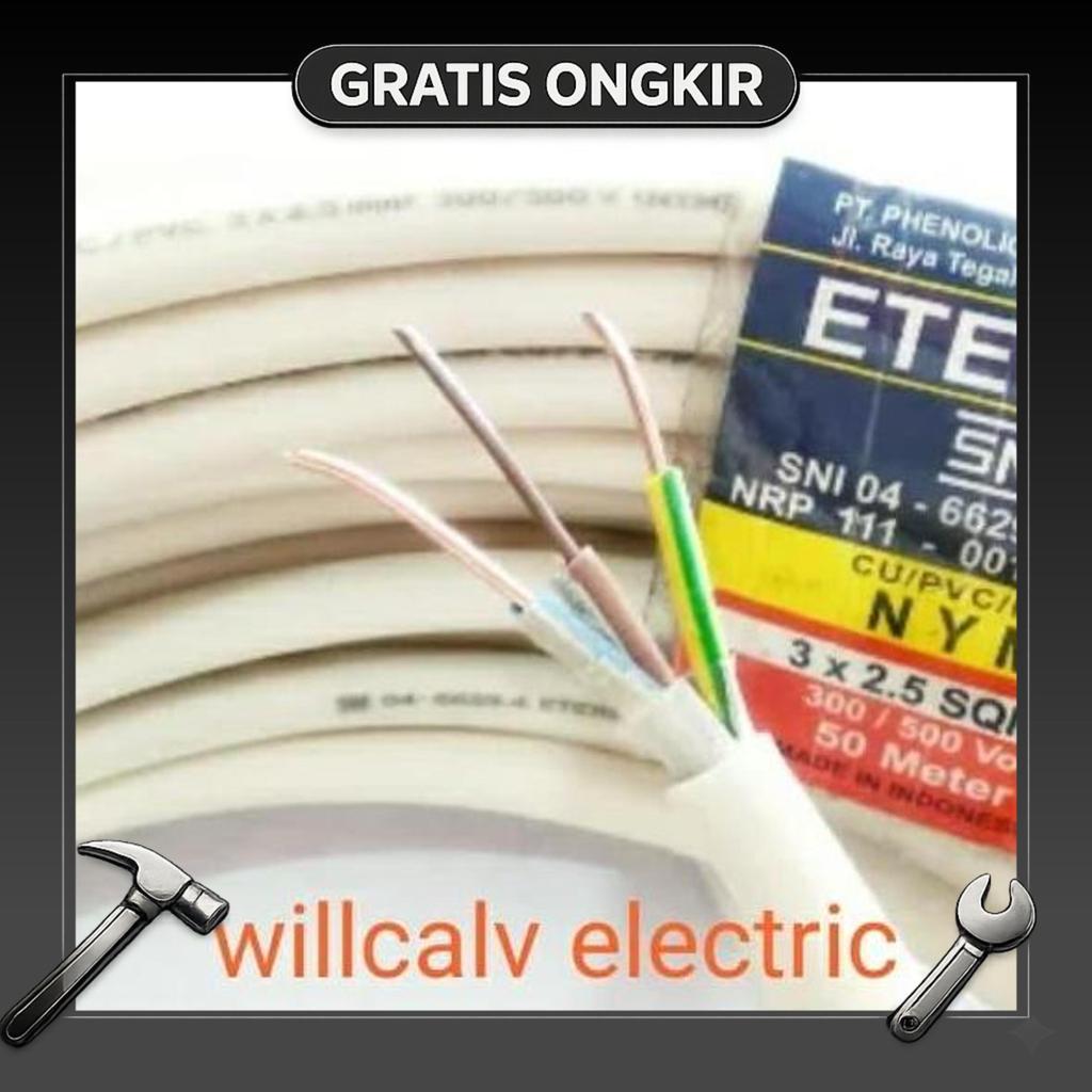 Kabel Eterna 3X2.5 - Kabel Eterna Nym 3X2.5 Kawat Tembaga 50 Meter Ful