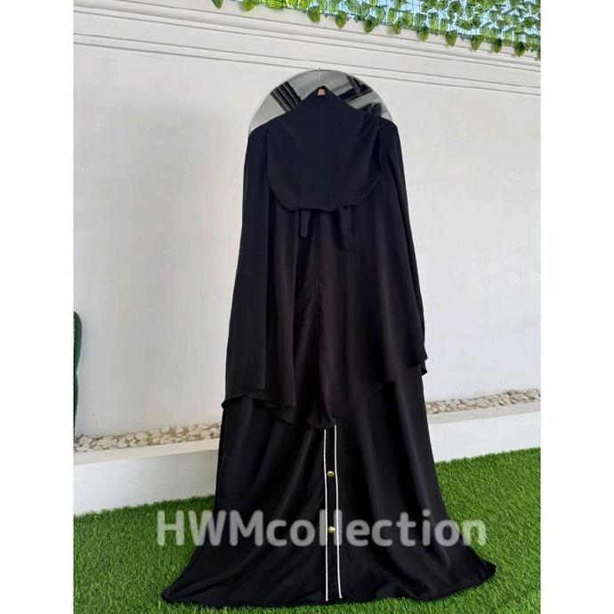 HEMAT LUAR BIASA HWM - Naila Gamis Syar'i Muslim Set Hijab Bandana Free Cadar Tali Dress Basic Umroh
