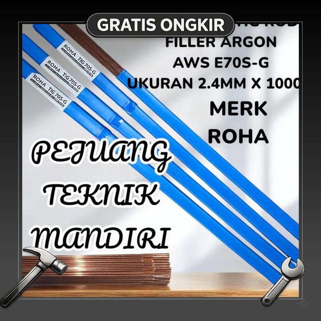 Kawat Las Argon Tig Besi 2.4Mm Roha Tgs50 Er 70S-G / Filler Las Argon / Tig Rod Las Argon 2.4 Mm Tg-
