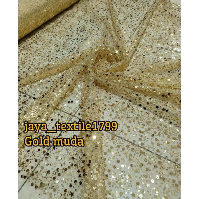 Lengkappoll- Kain Tulle Payet Mutiara/ Tile Payet Spangel/ Bahan Kebaya
