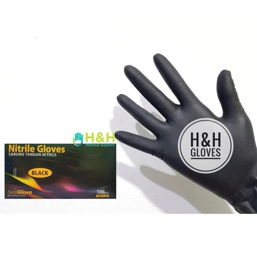 Safe Glove Nitrile Black / Sarung Tangan Nitrile Safe Glove Black / Sarung Tangan Karet / Sarung Tan