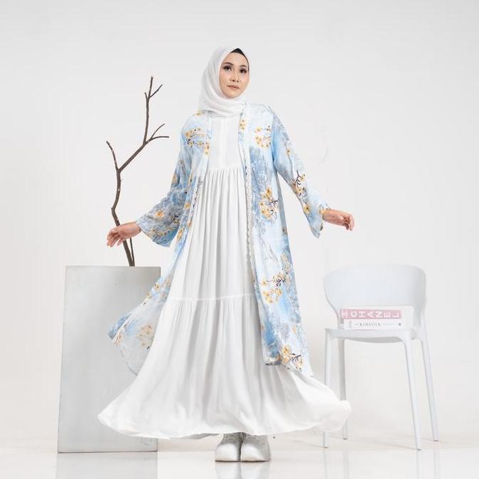 PALING MURAH ONE SET OUTER GAMIS LEBARAN TERBARU 2025 Motif Gamis Muslim Panjang Rayon Twill Baju Wa