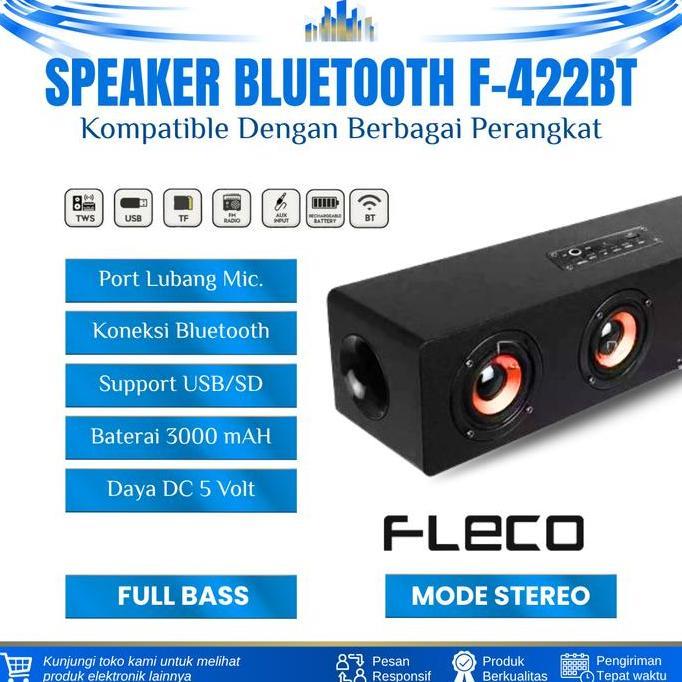 Promo Speaker Bluetooth Super Bass Fleco F-422Bt Wireless Speaker Soundbar Tv Komputer Speaker Porta