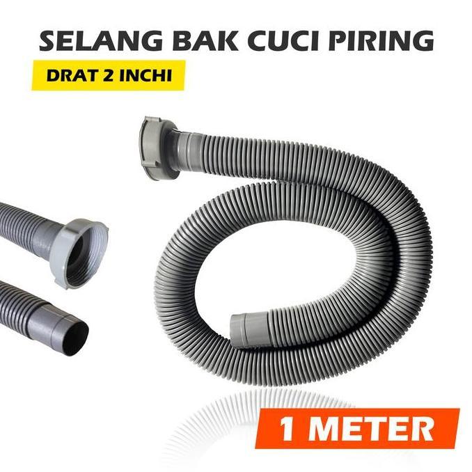 JAOPMAM Selang Afur Wastafel Bak Cuci Piring Drat 2" 1 Meter Pvc 360 Derajat Selang 1 1/2Inch - Sela