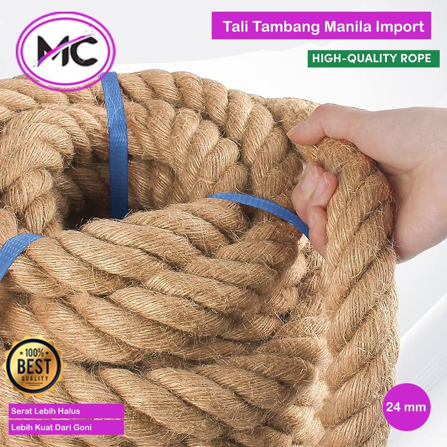 Tali Tambang Besar 22mm 24mm Permeter Tali Manila Goni Dadung Coklat Kapal Outbound Tali Lomba Tarik