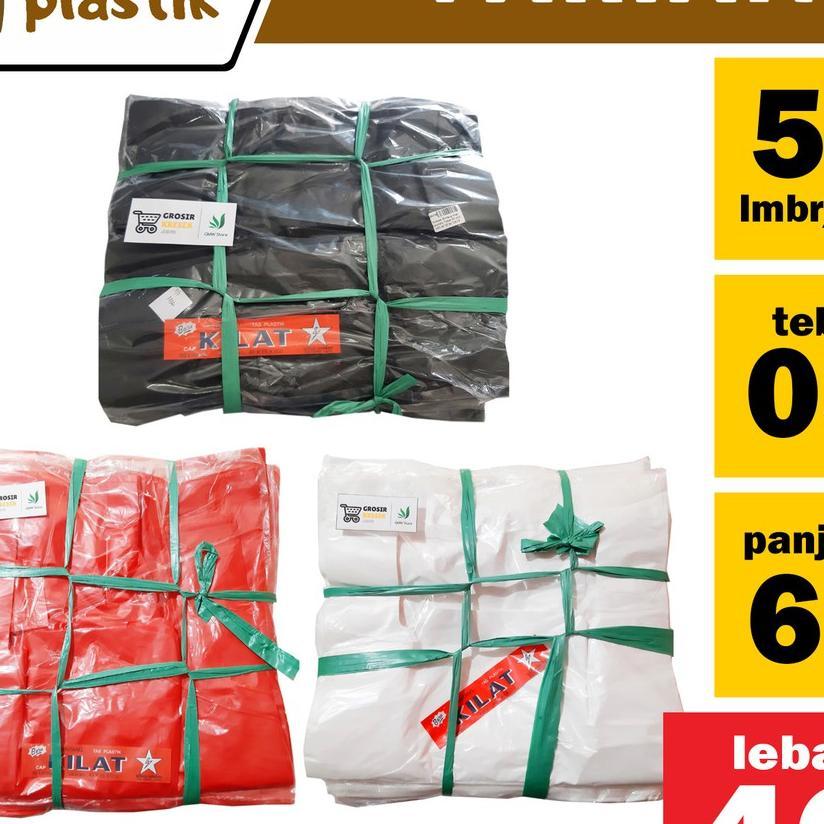 Kantong Kresek Bintang Kilat 40X65X03 Isi 50 Lembar Warna Hitam Merah Putih Kresek Laundry Tebal A15