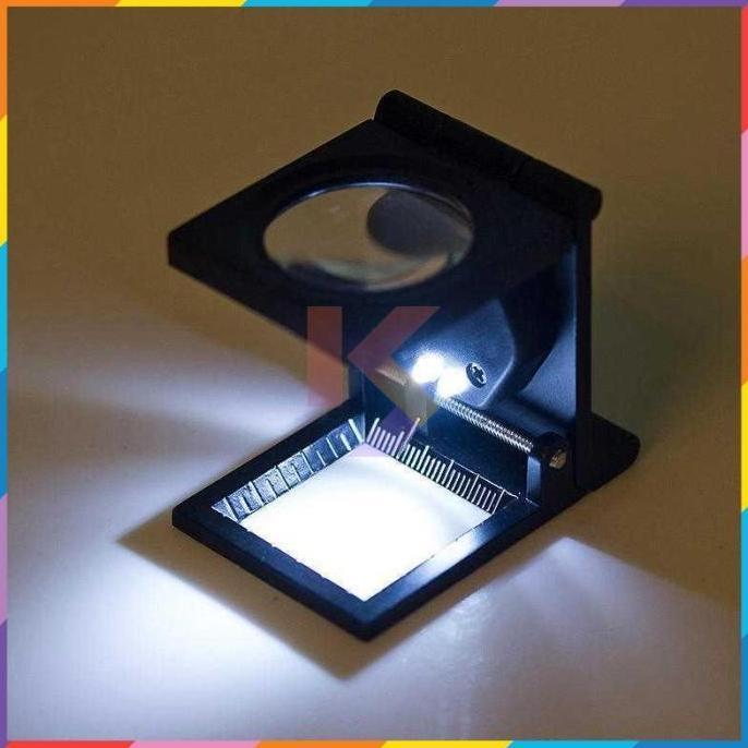TRIESON Kaca Pembesar Lup Magnifier 10x Double LED Foldable - SR1 PROTOK