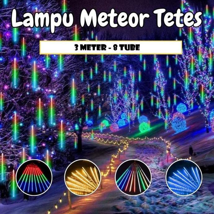 ICHENGO Lampu Meteor LED Hujan 300 cm / Lampu Meteor LED Hujan 8 Tube / lampu led hias meteor hujan 