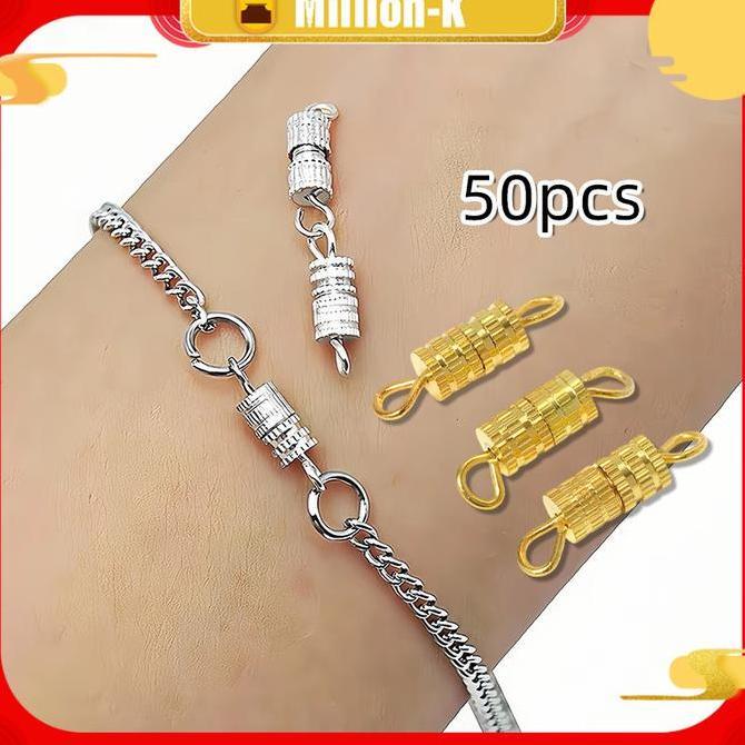 GHIFLY 50Pcs Pengait Kalung / Ulir Kalung Putar / Gelang Kait Ulir / Penyambung Kalung Gelang PROTOK
