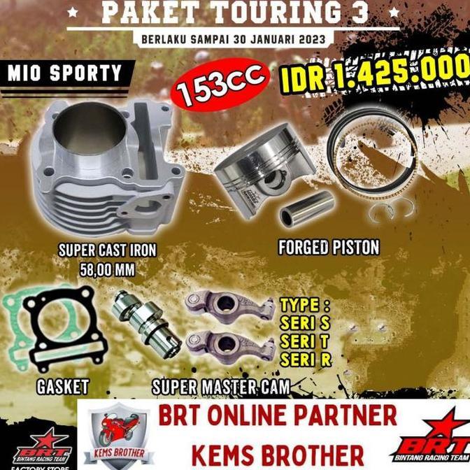 PAKET BRT MIO SPORTY MIO SOUL NUVO TOURING 3 BOREUP 153CC ORINAL BRT (BLOK CASTING IRON, NOKEN AS RR