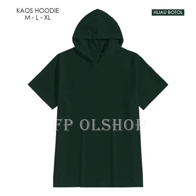Kaos Hoodie Polos Tangan Pendek Pria Wanita Bahan Cotton Combed 30S Distro Hitam