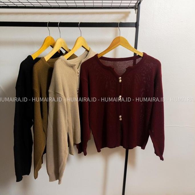 OOTD INCES blouse Knit Baju Atasan Rajut Wanita Korean style Sweater Kancing OOTD