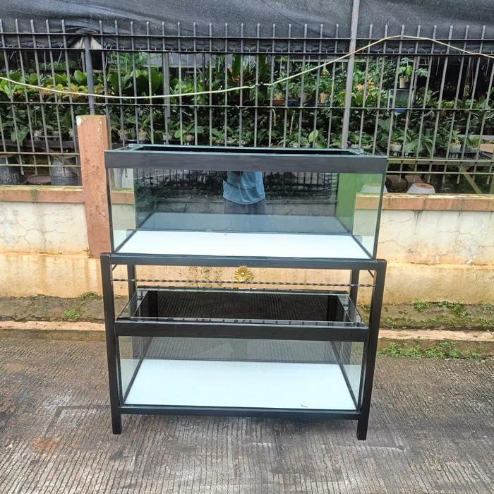 Aquarium 100x40x40 2 set dan rak hollo