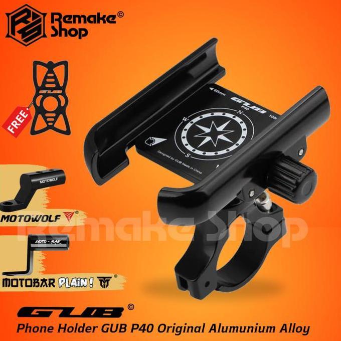 Gub P40 Phone Holder Hp Motor Gps Full Besi Alumunium Alloy Dudukan Ponsel Tatakan Handphone Stang S