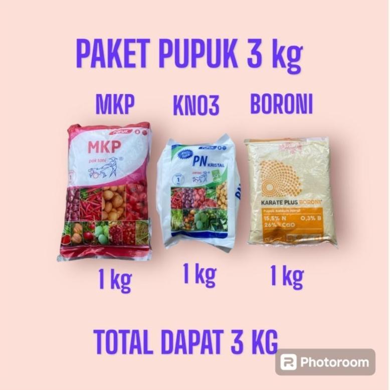 Ready Paket hemat pupuk 3 kg pupuk MKP pak tani , kno3 pak tani dan boron pupuk anggur