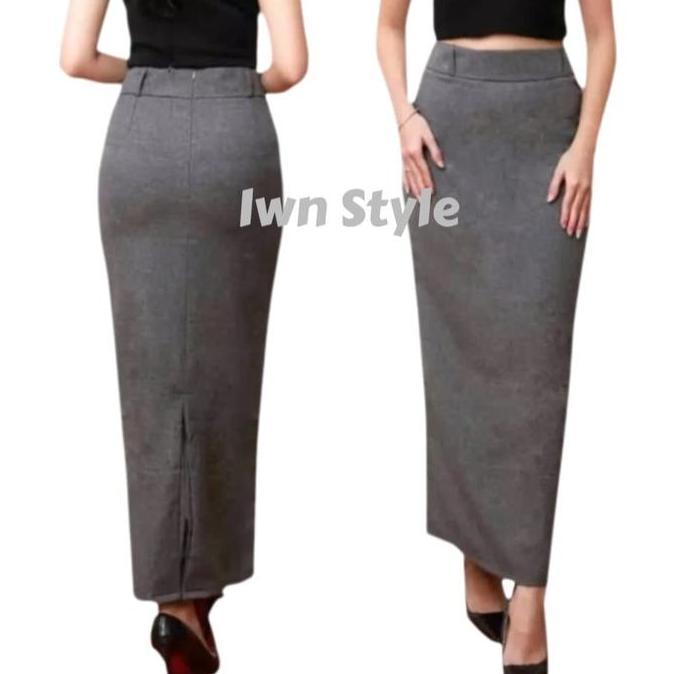 HEMAT LUAR BIASA rok span panjang wanita/rok span panjang belah belakang/rok formal kerja wanita/rok