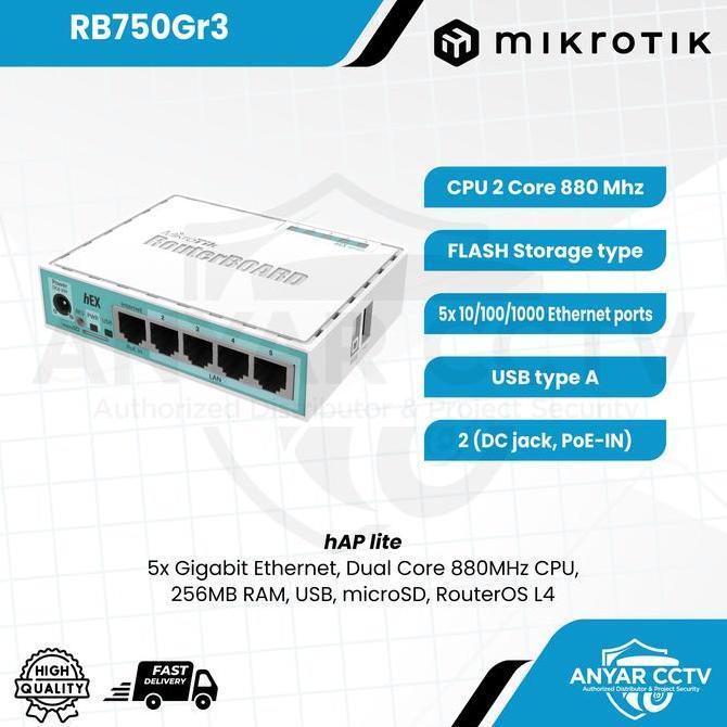 TERLARIS MIKROTIK RB750 GR3 HEX ROUTER MIKROTIK 750GR3
