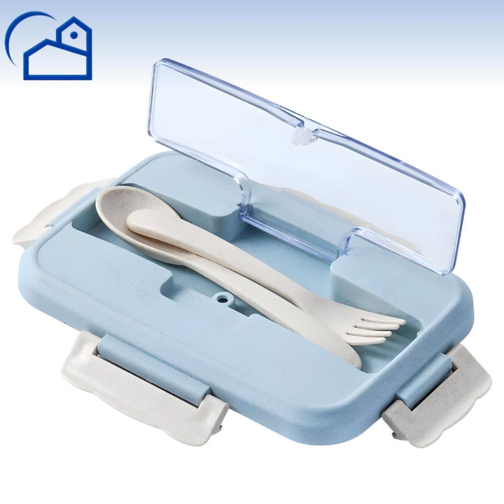 NEW PROMO Lunch Box Set Kotak Makan Bekal 1L Free Sendok Garpu Set 31003 Plastik Jerami Tebal Prakti