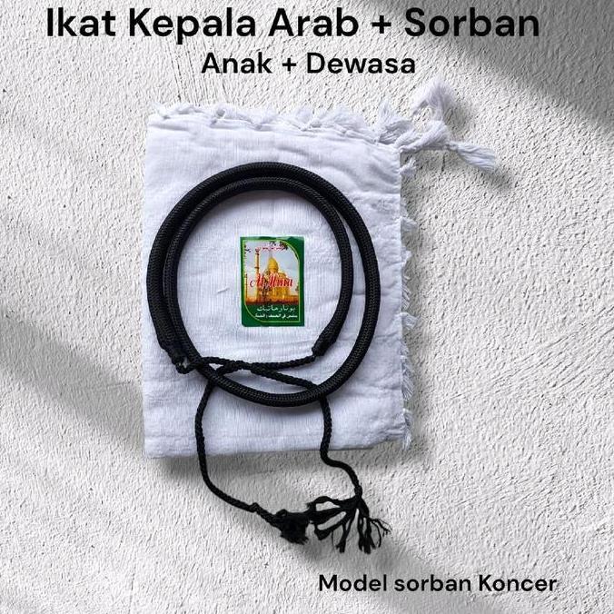 Clothes- Sorban Igal Ikat Kepala Arab Koncer Untuk Anak Sampai Dewasa Hitam Putih Navy Variasi Jilba