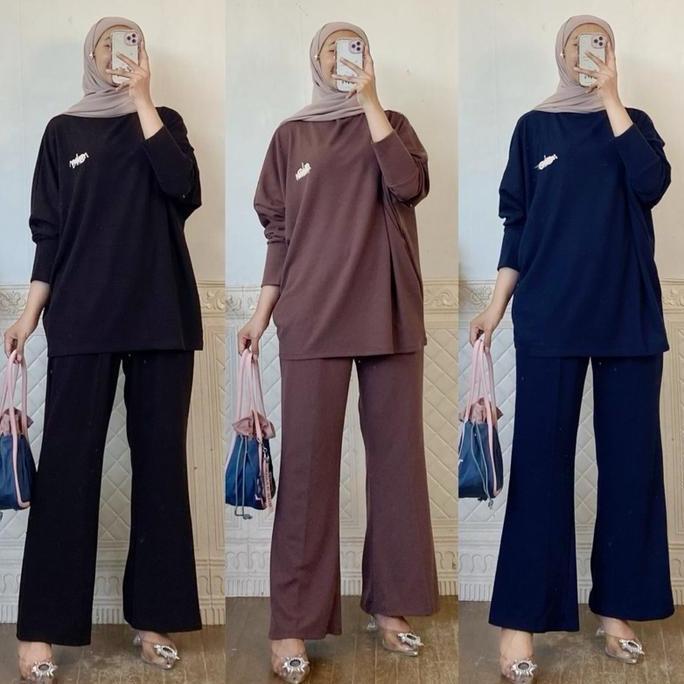 PALING MURAH Kania Set Celana Odeliahijab / One set celana kaos knit premium import / One set kekini