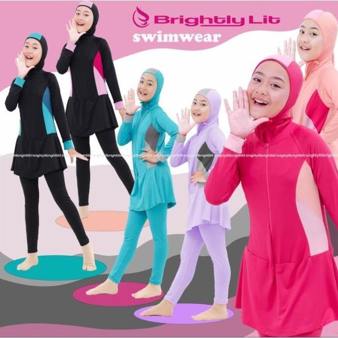 BrightlyLit- baju renang anak perempuan muslimah baju renang anak tanggung muslim baju renang anak p
