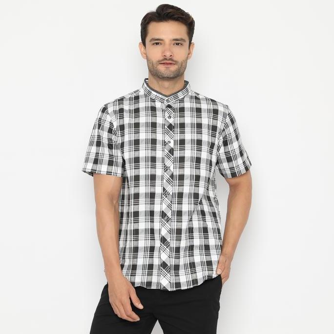 Last Call Kemeja Shanghai Pria Kotak Lengan Pendek Katun 93995 Motif A Terbaru 