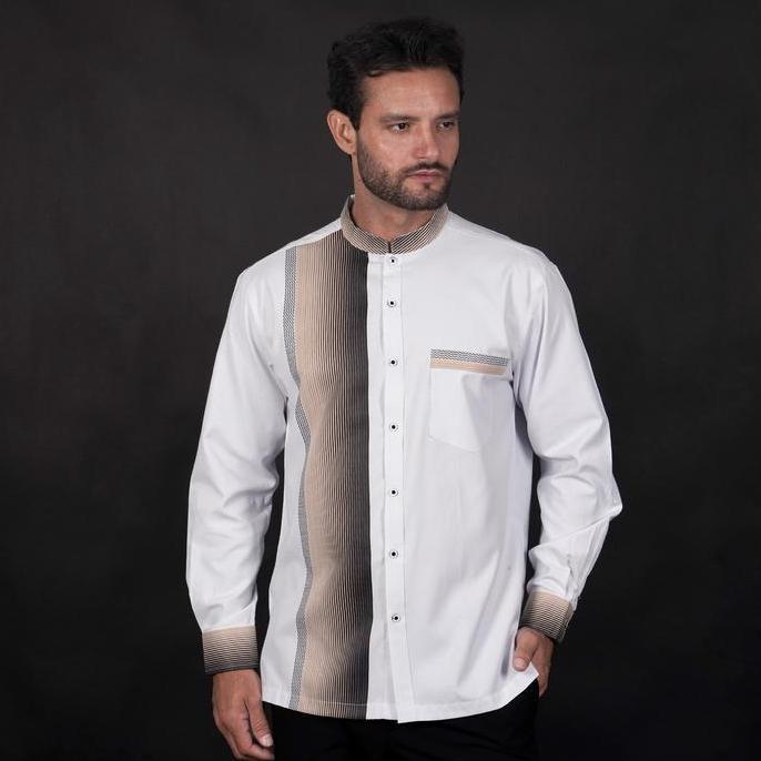 Casella Baju Koko Pria Lengan Panjang Premium | Baju Koko Putih Azhar
