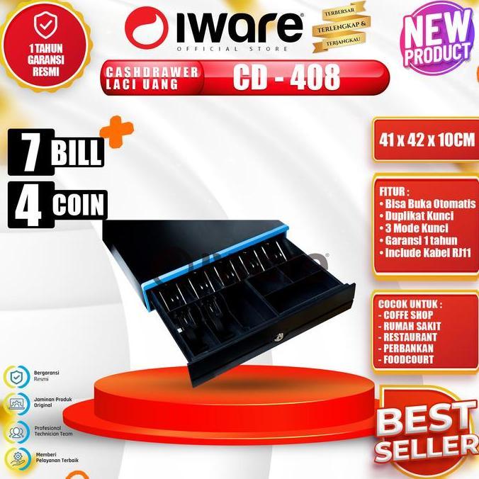 Cash Drawer Laci Uang Kasir Iware Cd 408 Rj11