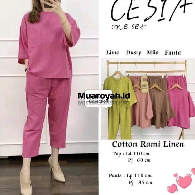 TAMPIL MODIS  Setelan Wanita Cozie Set top Pant Bahan Katun Linen Premium / Setelan Wanita Terbaru /