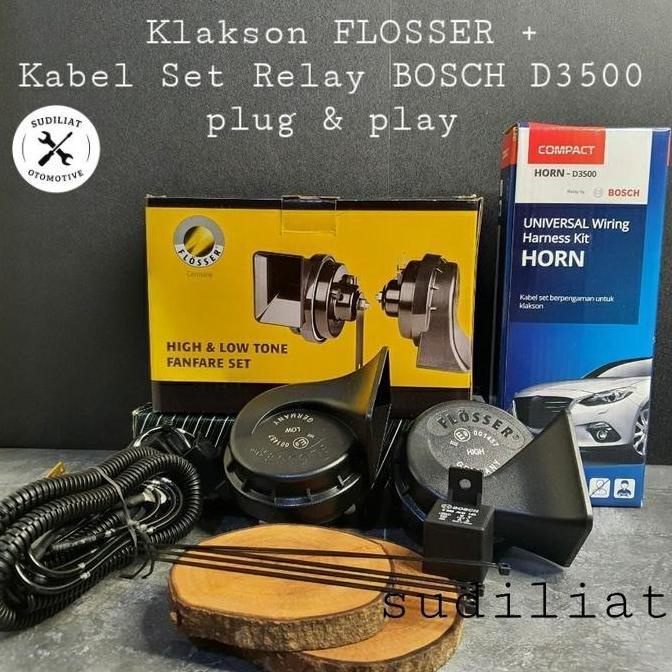 KLAKSON FLOSSER GERMANY + KABEL SET KLAKSON UNTUK MOBIL / MOTOR