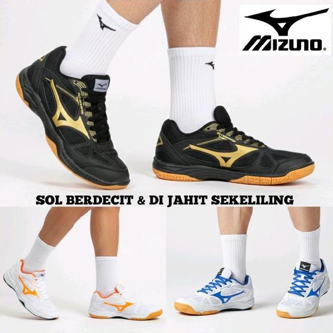 SEPATU OLAHRAGA BULUTANGKIS SOL DI JAHIT SEKELILING / SEPATU BADMINTON VOLI LARI MIZUNO SOL BERDECIT